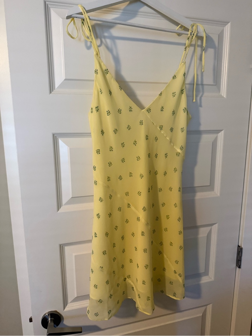 Wilfred Yellow Mini Slip Dress with Green Floral Print